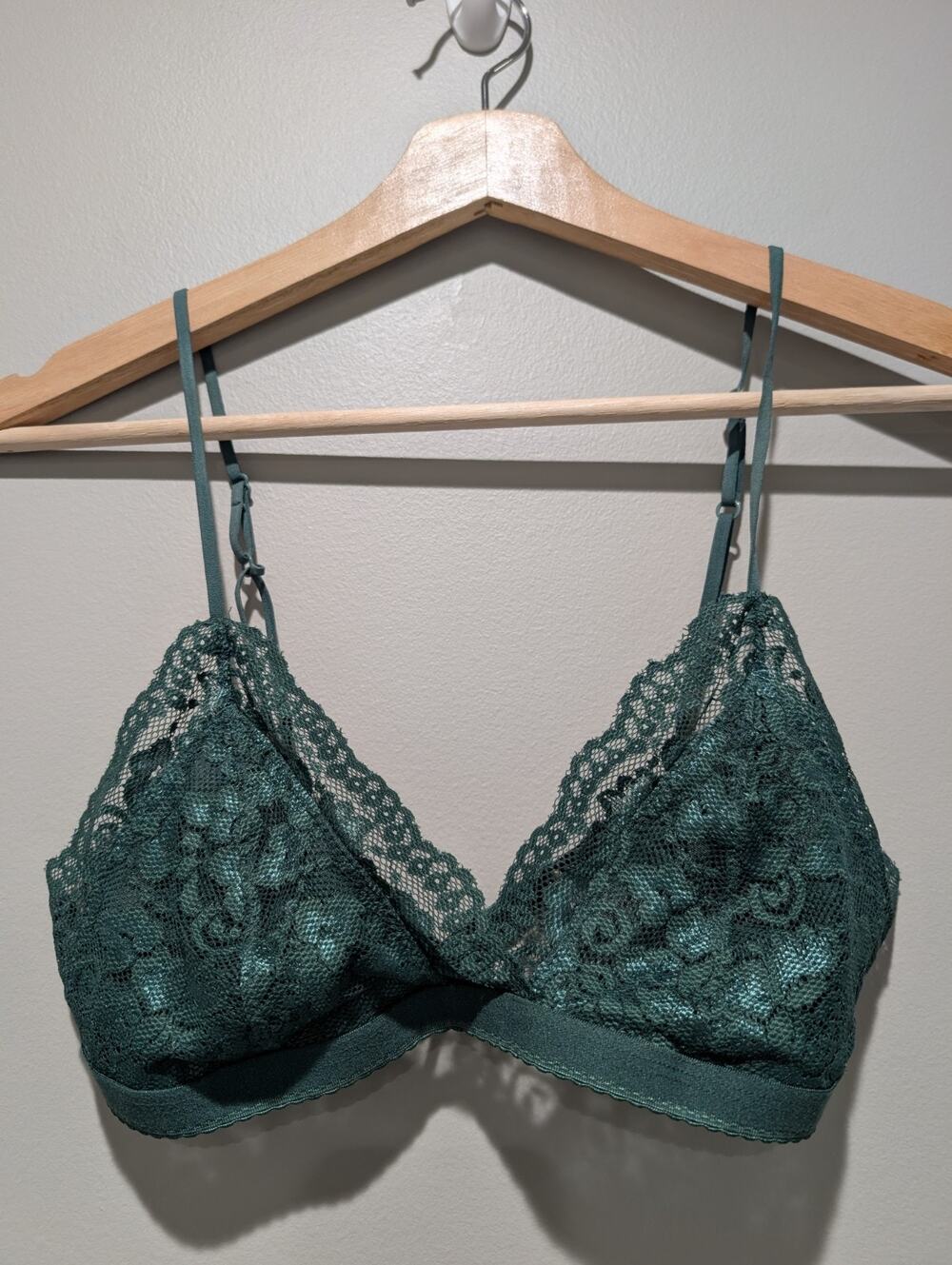 TALULA Aritzia Forest Green Lace Bralette Bra Size S Small Floral Sheer Boho...